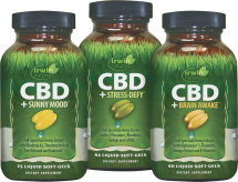 CBD+ Sunny Mood, CBD+ Stress-Defy, CBD+ Brain Awake product image.